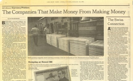 30th anniversary of the litas. Production of litas banknotes